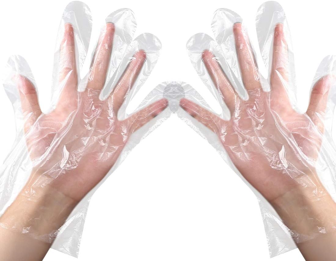 Disposable Clear Plastic Gloves 500 Pieces Plastic Disposable Food Prep Gloves for Cooking Cleaning,Food Handling,Powder, One Size Fits Most