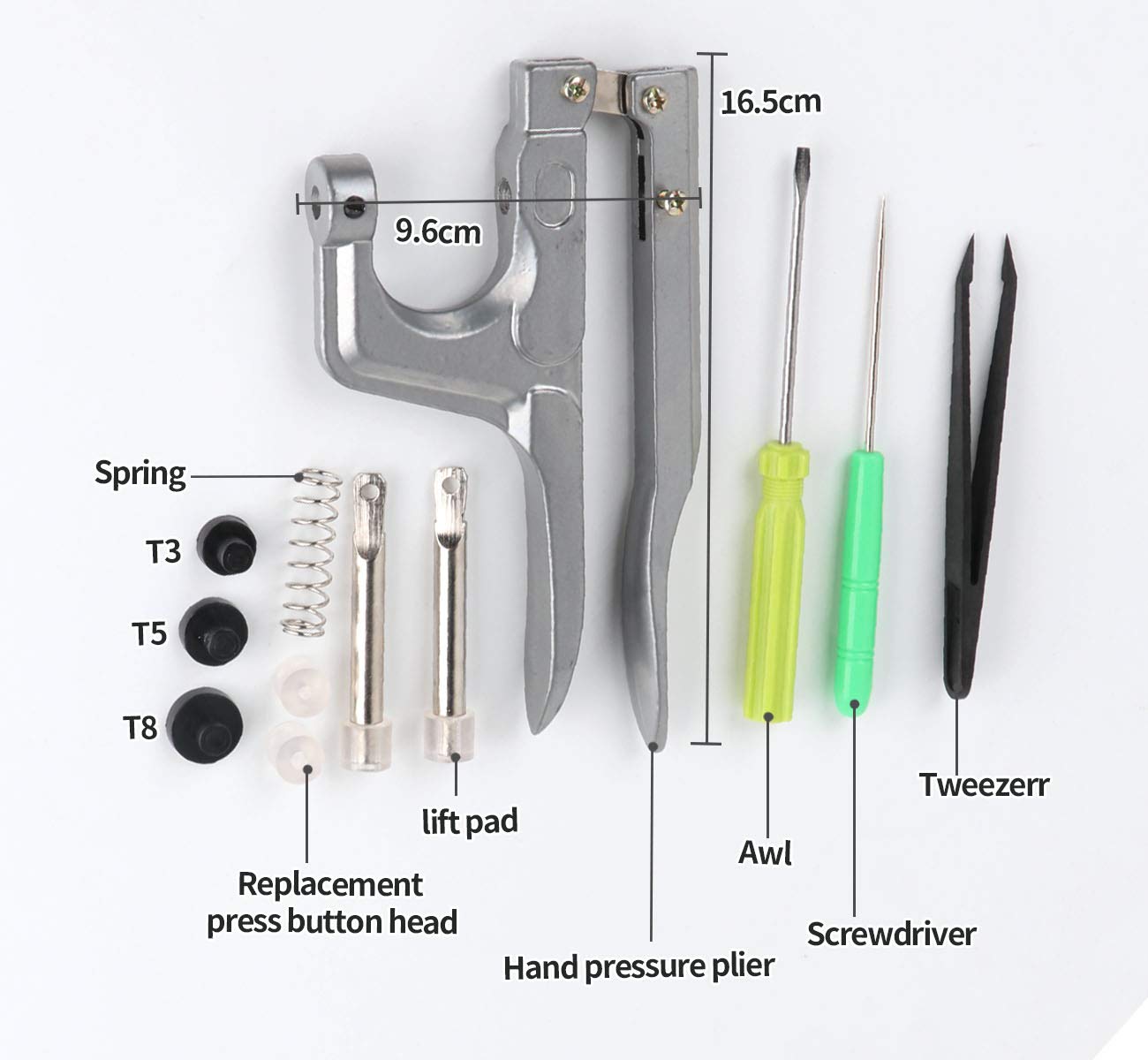 Lemonfilter Snap Button with Snap Pliers Kit, 400 Sets Snap Fastener T5 Plastic No-Sew Buttons, Starter Fasteners Poppers Press DIY Studs Kits for Sewing Clothing & Diapers Rain Coat Crafting