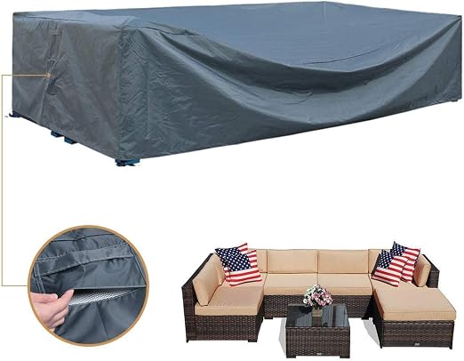 Amazon Com Patio Furniture Covers Large Sofa Cover Protect Outdoor Table And Chair Sofa Sectional Cover Grey 126x64x29h Inches Kitchen Dining