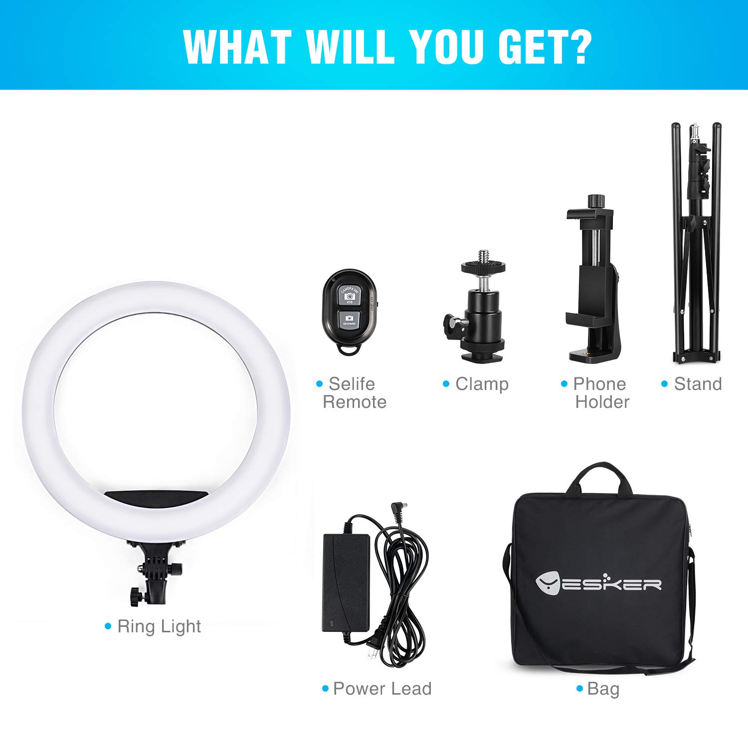 Ring Light 18 Inch LED Ringlight Kit with 73 inch Tripod Stand with Phone Holder Adjustable 3200-6000k Color Temperature Circle MUA Lighting for Camera for Vlog, Makeup,Youtobe, Video Shooting, Selfie