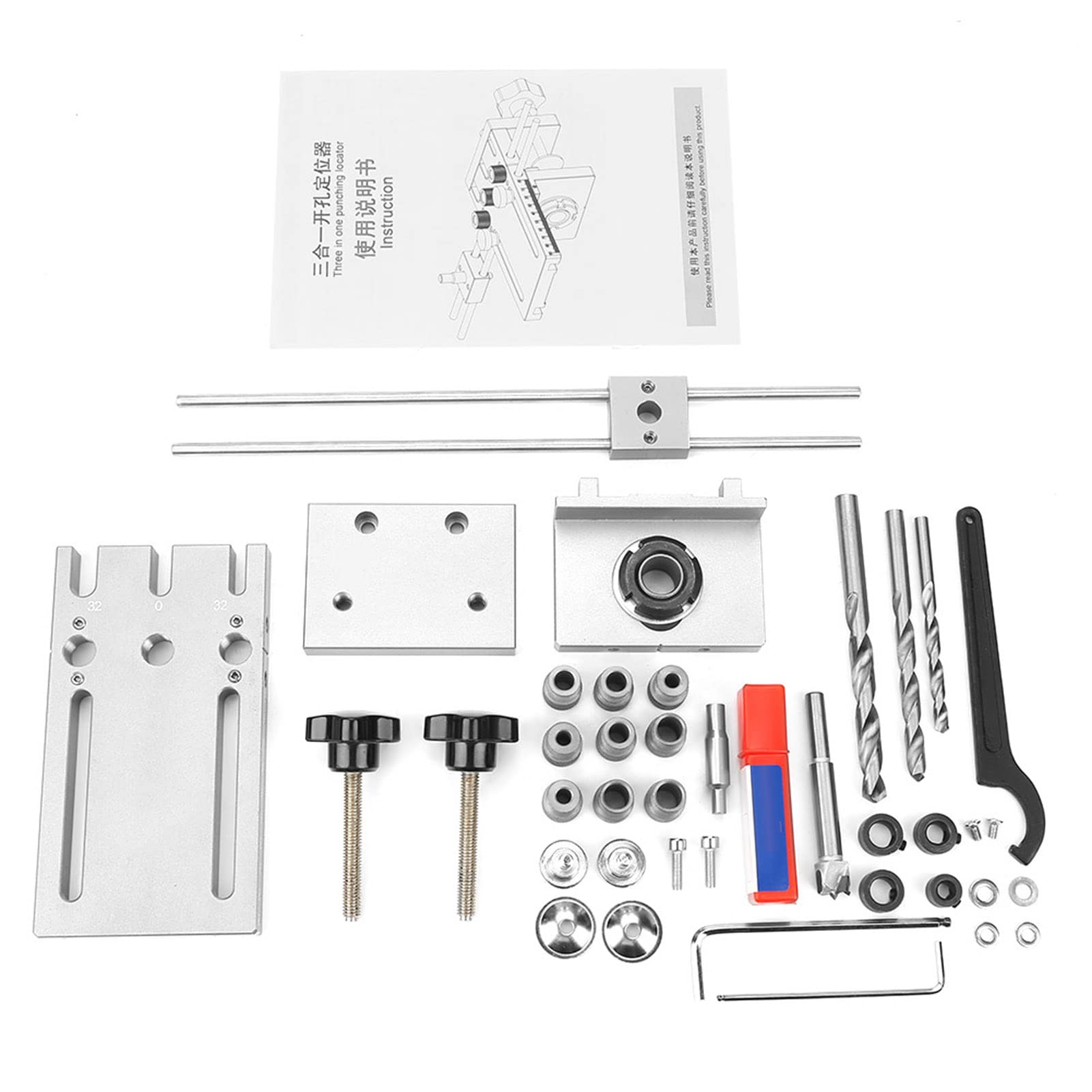 3 In 1 6/8/10/15Mm Woodworking Drill Guide, Guia Dowelmax Jig Self Centering Dowelling Jig Drill Guide Locator Kit