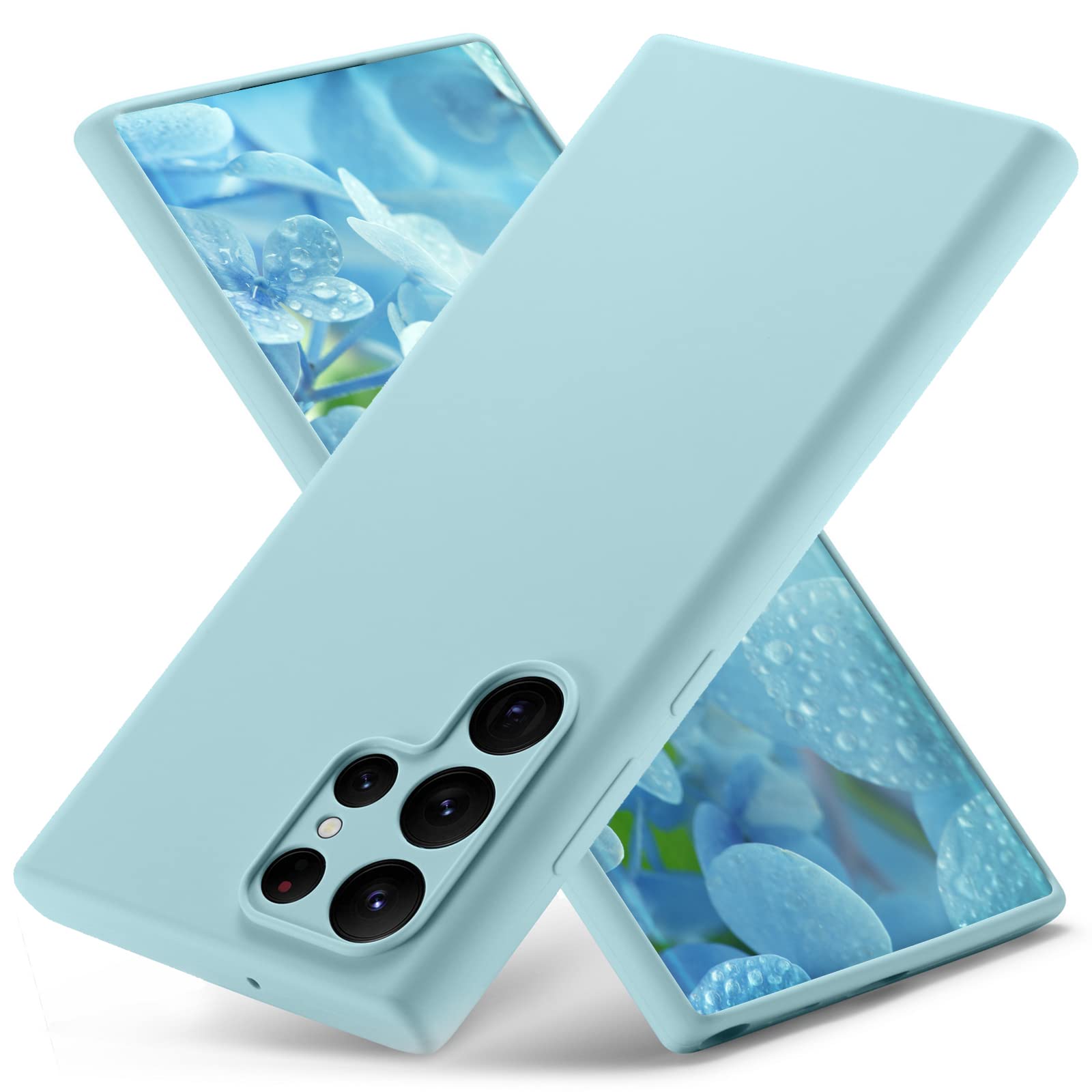 Photo 1 of Varikke Compatible with Samsung Galaxy S22 Ultra Case Liquid Silicone, Skin Touch Gel Rubber Case with Soft Microfiber Lining, Cute Slim Full Camera Protection Cover, Light Blue