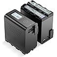 FirstPower NP-F970 Battery 2-Pack with USB Output LCD Display, Compatible with Sony Handycam Video Light Monitor, Replacement for Sony NP F980 F970 F975 F960 F950 F930 F750 F550 Battery