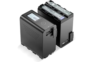 FirstPower NP-F970 Battery 2-Pack with USB Output LCD Display, Compatible with Sony Handycam Video Light Monitor, Replacement for Sony NP F980 F970 F975 F960 F950 F930 F750 F550 Battery