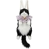 Realistic Cat Backpack, Stuffed Animal Plush Bag, Handcrafted Black Cat Plush Backpack with Adjustable Crossbody & Shoulder S