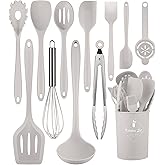 Kitchen Utensils Set-12 Pieces Silicone Cooking Utensils Set (Dishwasher Safe) 392°F Heat Resistant Spatula Set, Nonstick Cookware