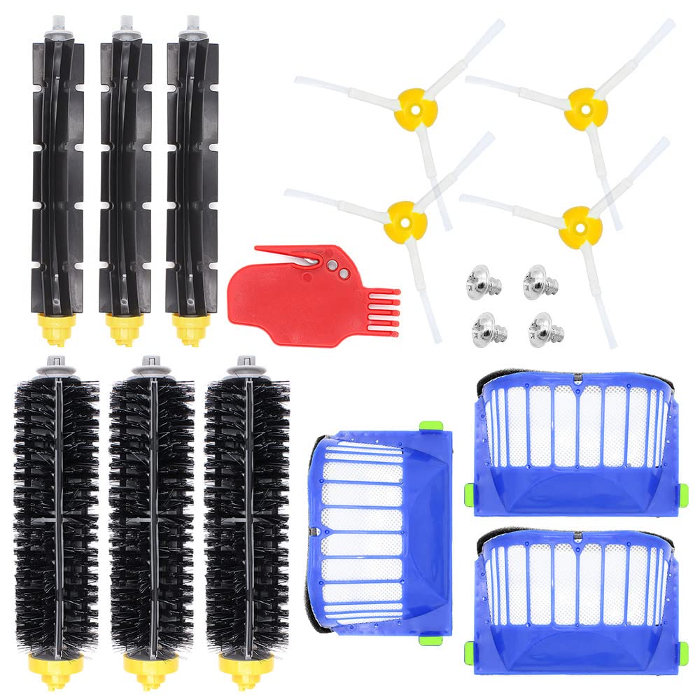 DingGreat Accessory Replacement Kit of Bristle & Flexible Beater Brushes & Side Brushes & Filters Compatible with iRobot Roomba 600 Series 614 620 630 650 660 671 680 690 Vacuum Parts