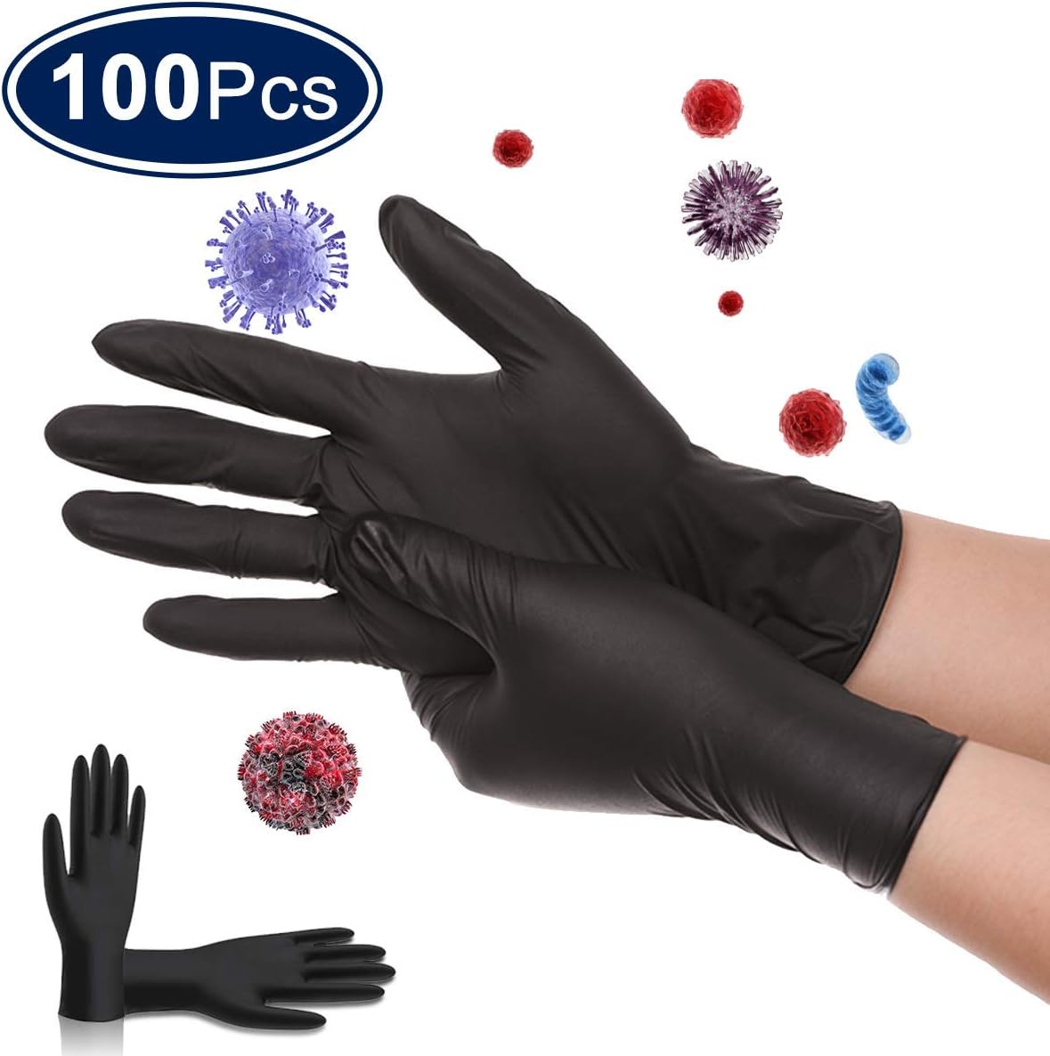 Janolia 100pcs Clear Vinyl Powder Free Disposable Food Gloves Latex Free Large