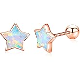 Opal Star Earrings Star Studs 925 Sterling Silver Synthetic Opal Earrings Hypoallergenic Earring Jewelry for Women Mom