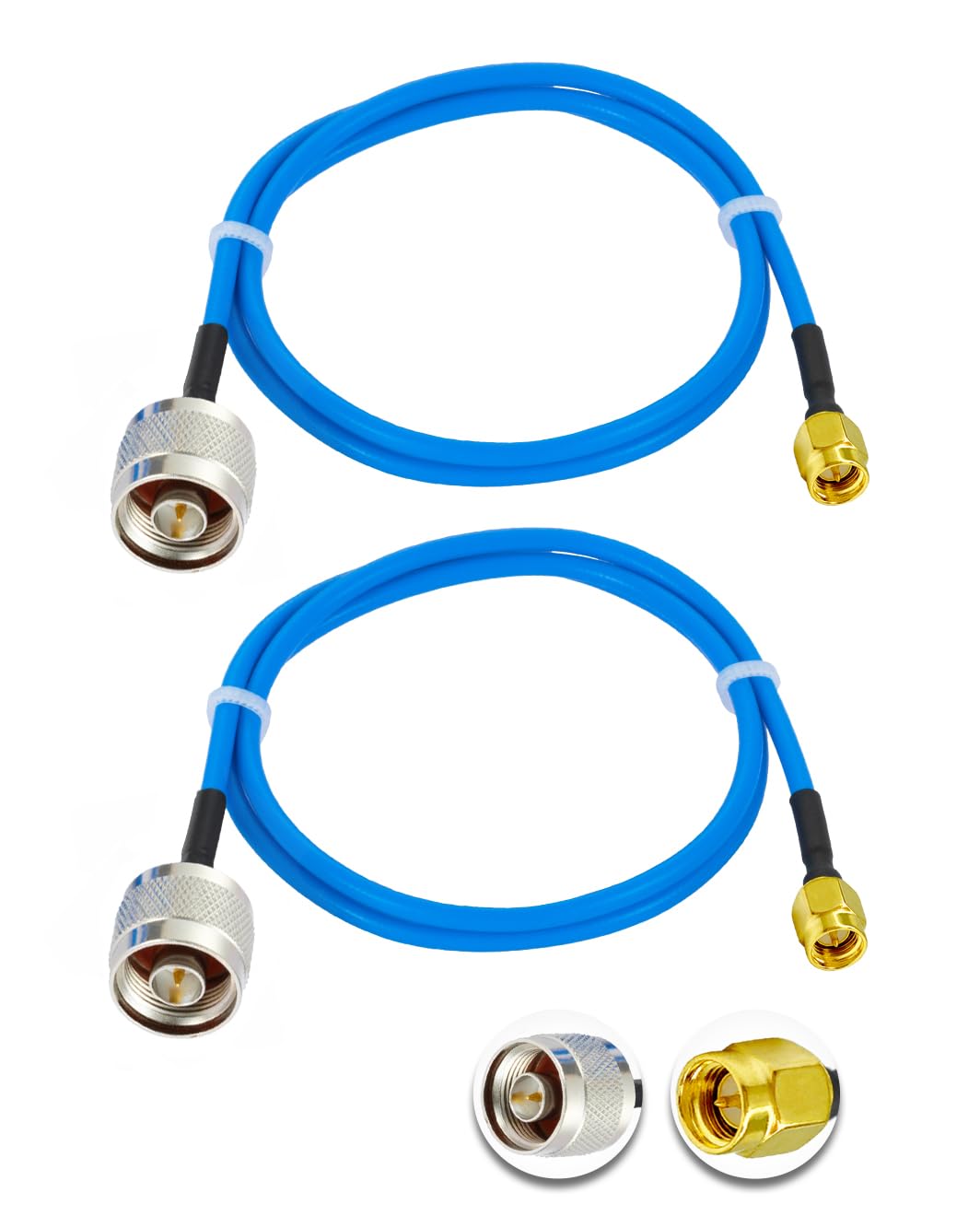 Vecys 2PCS SMA Male to N Type Male RF Coaxial Cable N Type RF Coax Pigtail Cable 20" /50CM RG405 50 Ohm Low Loss Extension Cable