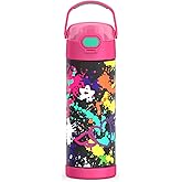 THERMOS FUNTAINER 16 Ounce Stainless Steel Vacuum Insulated Bottle with Wide Spout Lid, Graffiti Girl