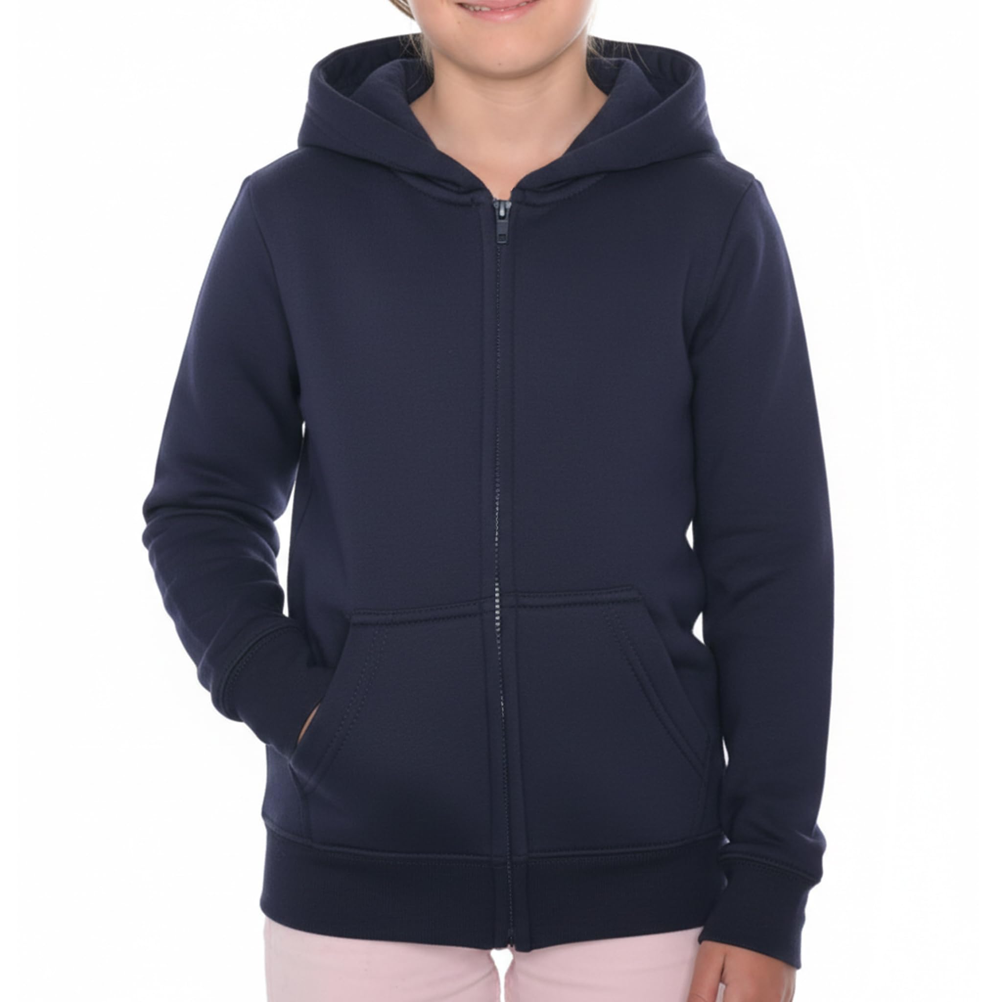 ROCK-IT Apparel kids hoodie unisex premium heavy fleeced zip up hoodie sweater jacket pullover color navy 98-104