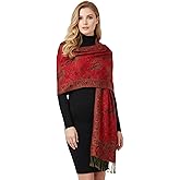 PASKMLNA Reversible Paisley Pashmina Shawl Wrap Elegant Colors