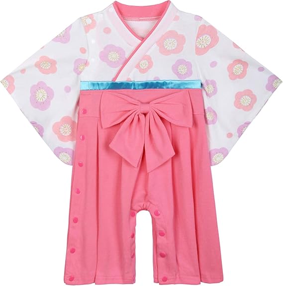 Amazon Co Jp Becos 女の子 袴ロンパース 着物 ベビー お食い初め 初節句 服 ファッション小物