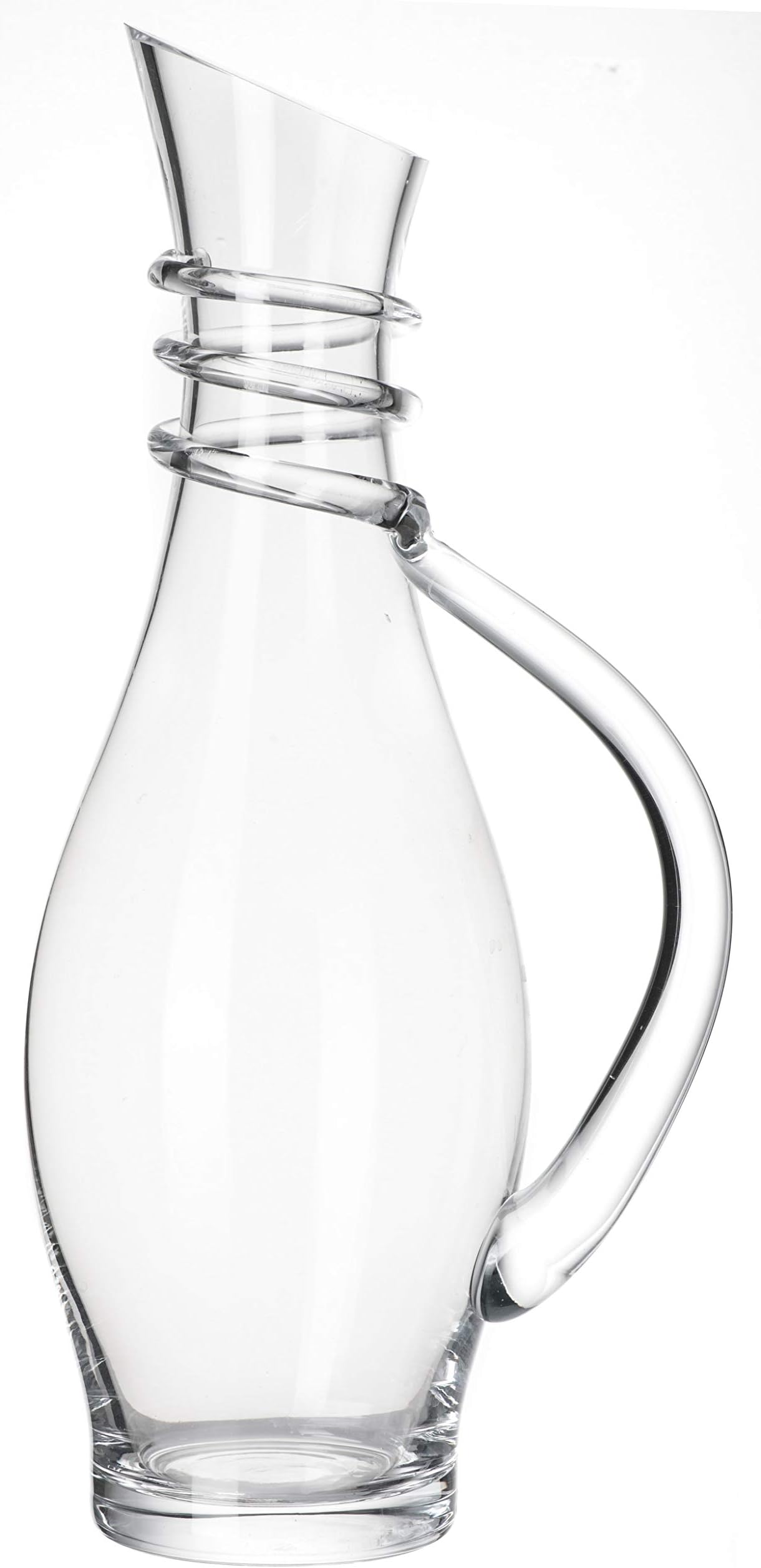Glass Water Pitcher - 46 Ounces Cold and Hot Water Carafe, Heat Resistant Borosilicate Kettle, Unique Strip On Neck Handle Pattern, - Great for Wine Tea, Juice, Water - Hot and Iced, By Stone boomer