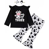 Slanavel Girl 3rd Birthday Outfit - Toddler Three Years Old Clothes - Holy Cow I'm Three