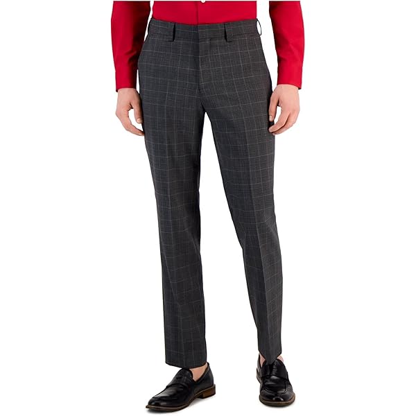 Hugo Boss Modern Fit Plaid Wool Dress Pants - Men's Medium Blue, Size 36x32, Flat Front