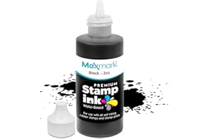 MaxMark Premium Refill Ink with Control Tip Bottle for Self-Inking Stamps, Black Color - 2 oz.