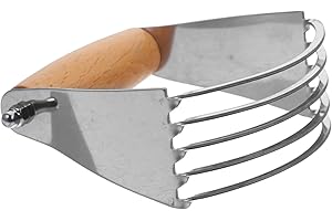 UTHCLO Metal Dough Cutter and Pastry Blender with Wooden Handle Stainless Steel Dough Scraper for Baking