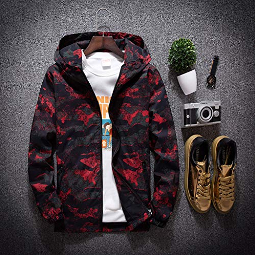 MIS1950s Camouflage Men's Hooded Lightweight Windbreaker Jacket Softshell Thin Coat Plus Size
