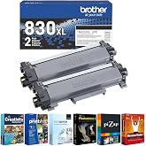 Brother Genuine TN830XL 2-Pack Black High-Yield Toner Cartridge - Up to 3000 Pages Each (6000 Total) - with Printer Essentials Digital Download Card for DCP-L2640DW, HL-L2405W, MFC-L2820DW, HL-L2460DW