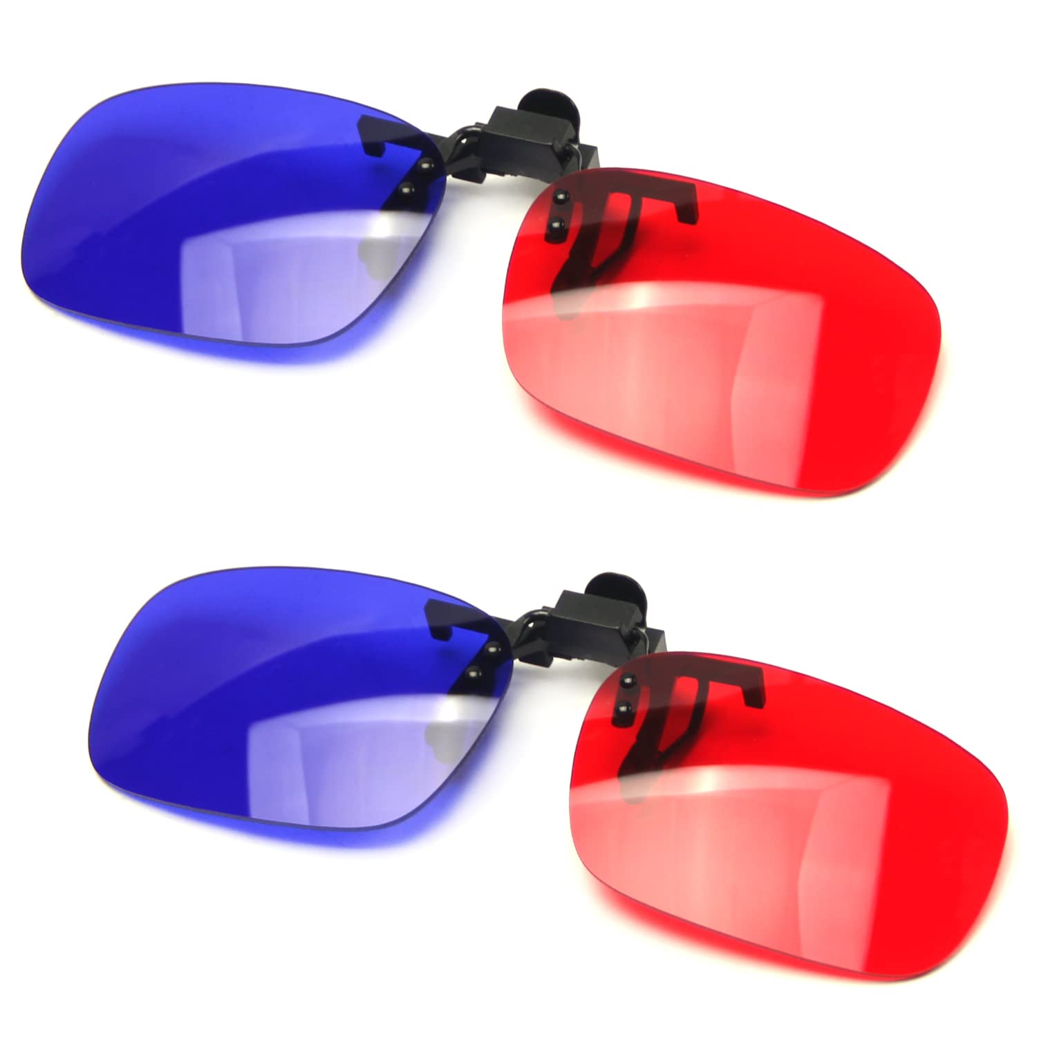 Othmro Clip-on Glasses Red-Blue Anaglyph 3D No Frame Resin Lens Myopia Clip - 3 Sets Simple Style 3D Movie Game 2PCS