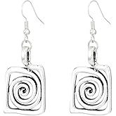 YISXVD Vintage Bohemian Hollow Spiral Pattern Earrings Intricate Openwork Dangle Earrings for Women Retro Chic Tribal Jewelry