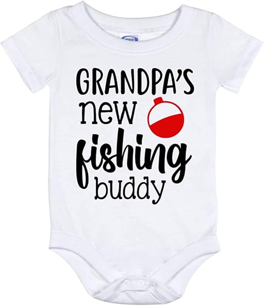 Toll2452 Grandpa's New Fishing Buddy Baby Bodysuit, Fisher Grandpa Baby