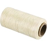 MECCANIXITY Waxed Thread,197 Yard 1mm 210D Flat Wax Thread Polyester Waxed String for Leather Sewing Hand Weaving Book Binding Home Decoration,Cream White