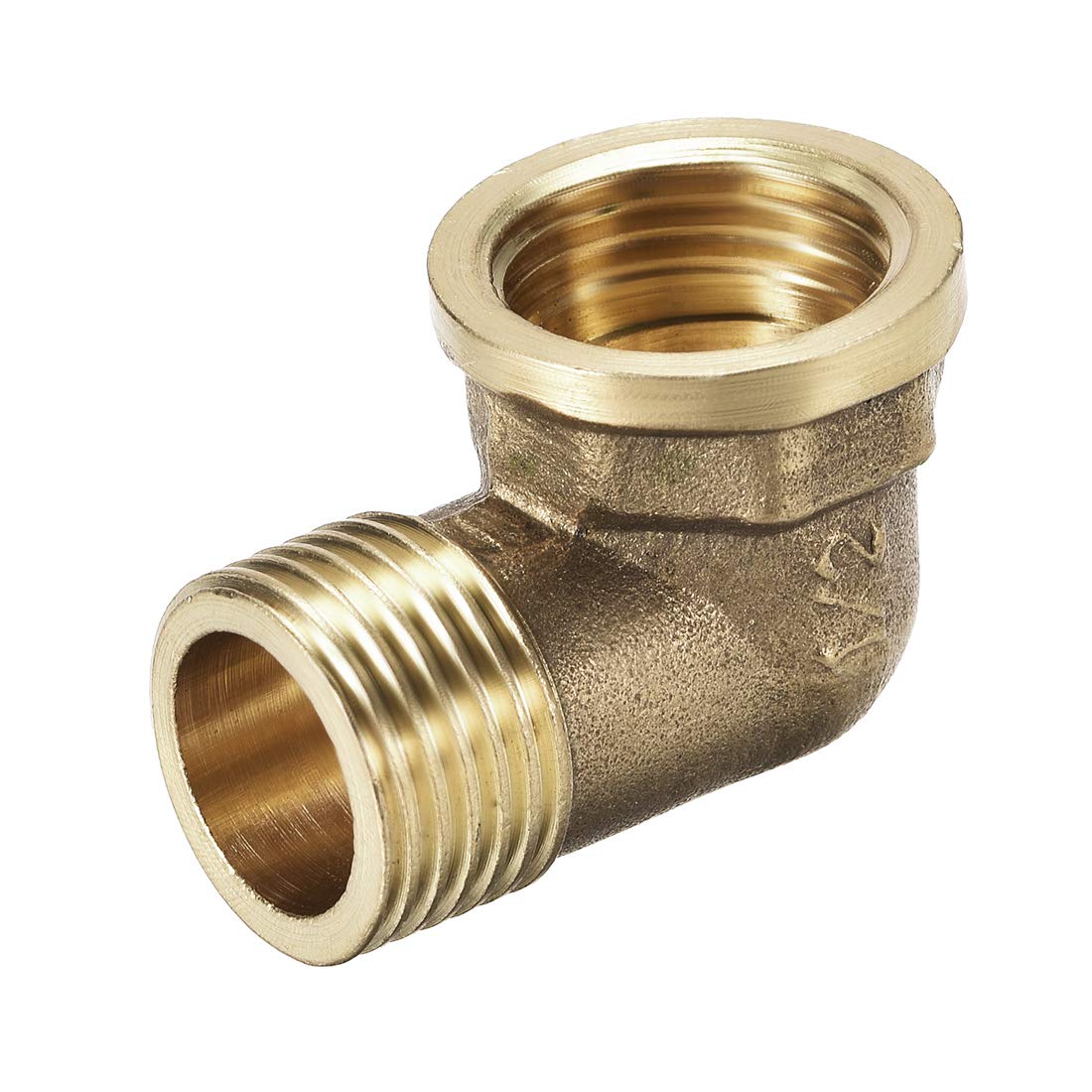 sourcing map Brass Pipe Fitting 90 Degree Elbow 1/2 PT Male X 1/2 PT Female