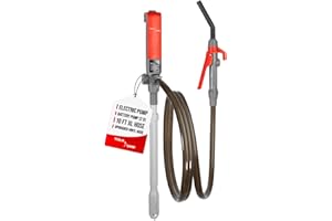 TERA PUMP Fuel Transfer Pump w/Flow Control Nozzle & Telescopic Tube - 3X Powerful D Battery Powered, 10FT XL Long Vinyl Discharge Hose, Multipurpose Portable Battery Pump For Gas, Diesel (2.3 GPM)