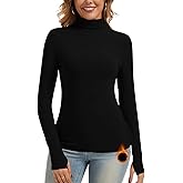 Thermal Turtleneck Shirts for Women with Thumb Hole Fleece Lined Top Thermal Top Undershirt Underwear Winter Cold Weather