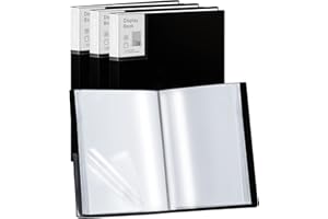 DYNTA Folder with Plastic Sleeves 4 Pack 9"x12" Black Portfolio Folder for Artwork Display Book 30 Pockets 60 Pages Capacity