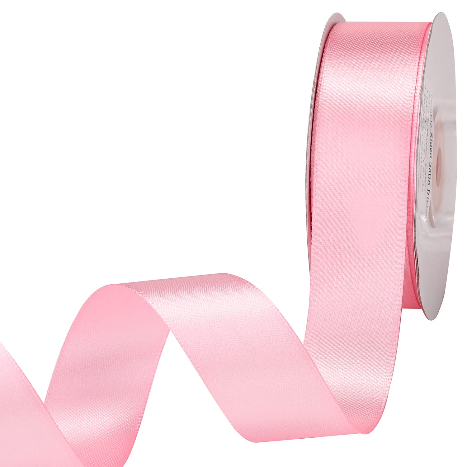 IHKFILAN Double Face Satin Ribbon in Rose Pink (25 mm x 22.86 m) - Matt Shiny Gift Ribbon for Decorating, Crafts, Wrapping Special Gifts, Weddings, Christenings
