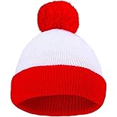 CICEYET Adult Halloween Red White Beanie Waldo Hat Christmas Pom Pom Striped Knit Hat
