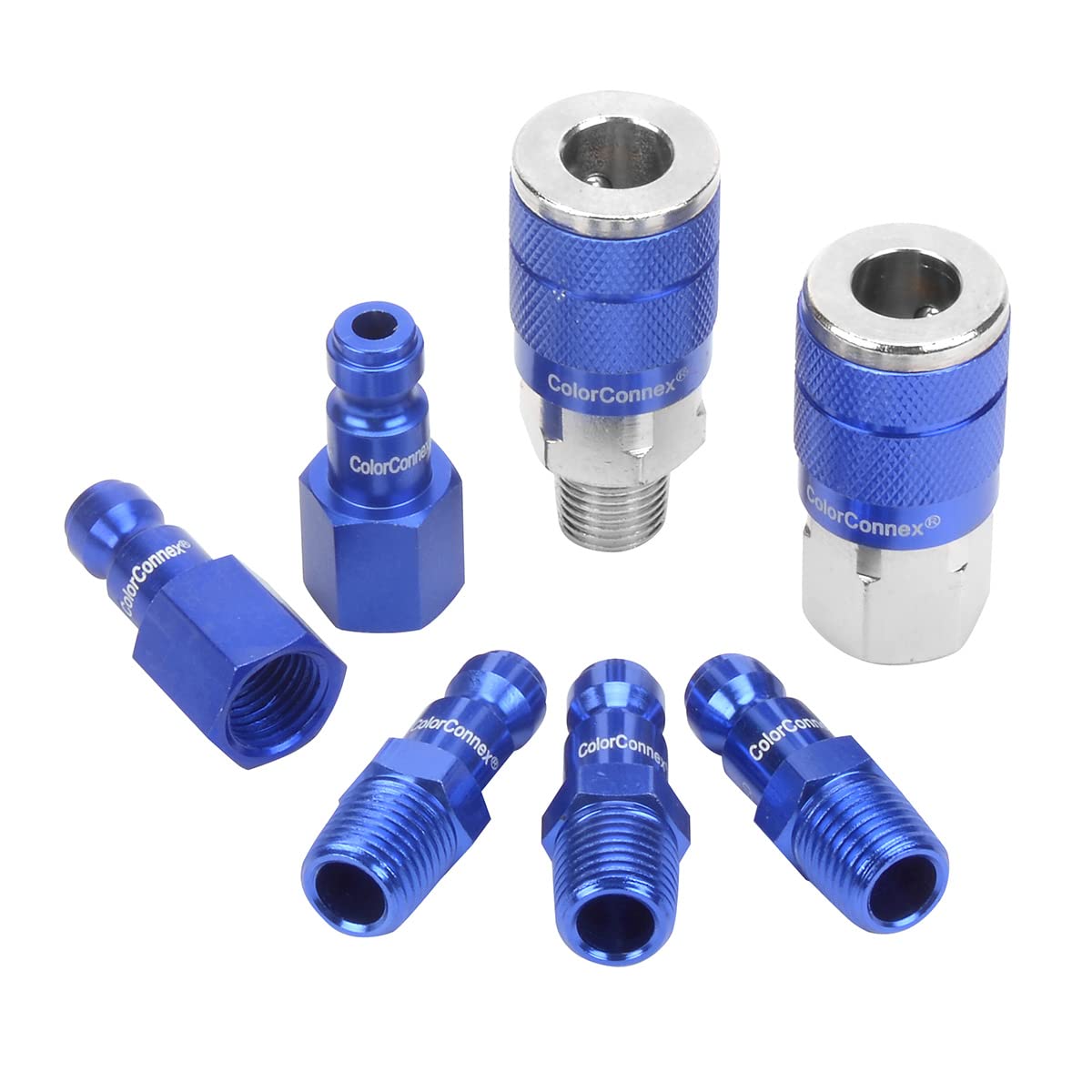 ColorConnex Coupler & Plug Kit, Automotive Type C, 1/4" NPT, Blue, 7-Piece - A72457C