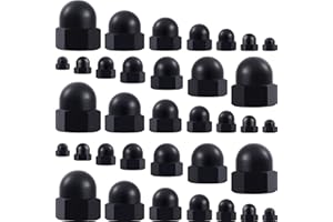 VARMDUKKE 35PCS Thread Cap Hex Knob, M3/M4/M5/M6/M8/M10/M12 Plain Carbon Steel Screw Caps Ball Lamp Decoration, Light Fixture Fastening Nuts, Decorative Screw Caps Cover for Furniture Lighting -Black