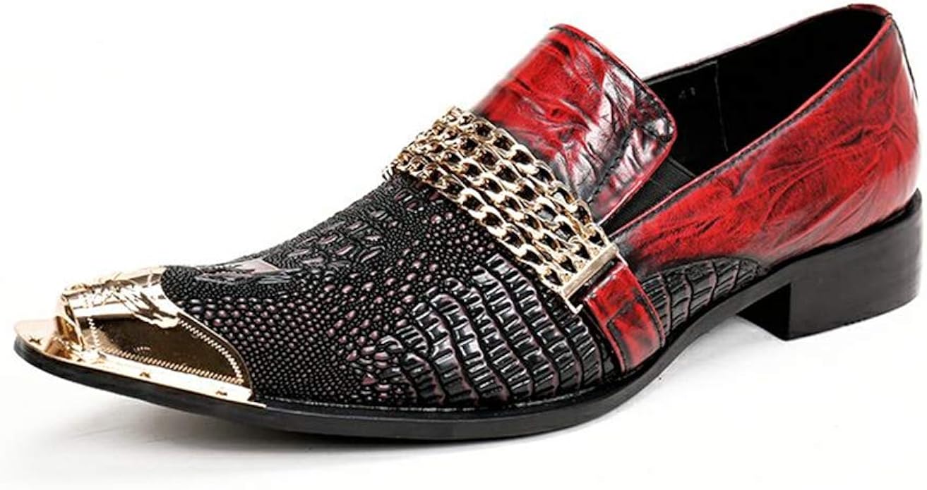 HMNS Mens Western Cowboy Leather Dress Shoes Wedding Party Shoes