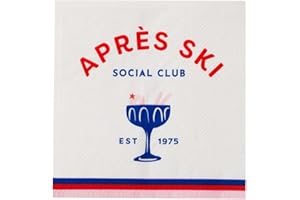 Bonjour Fete Apres Ski Cocktail Paper Party Napkins | 3-Ply Fancy Small Napkins | Cozy Party Supplies for Winter Parties, Ski Trips, and Christmas Holiday Celebrations | Pack of 20, 5" Folded