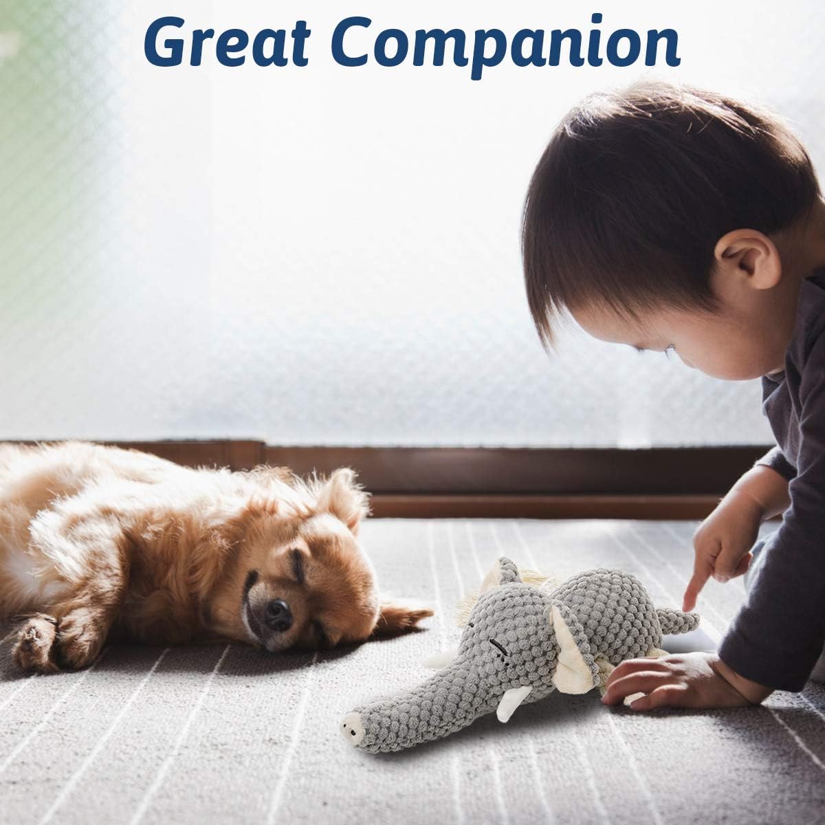Kitchen & Dining : Plush Dog Toy, Squeaky Interactive Puppy Dog Toys with Crinkle Paper, Durable Chew Toys for Small and Medium Dogs with Elephant Shape : 