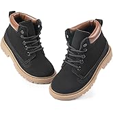 Kannior Toddler Boys Ankle Boots Lace Up Outdoor Walking Casual Shoes | Classic Ankle Boot Style, Lace Up Design, Lug Sole, Padded Collar, School, Outdoor Play, Walking, Everyday Wear