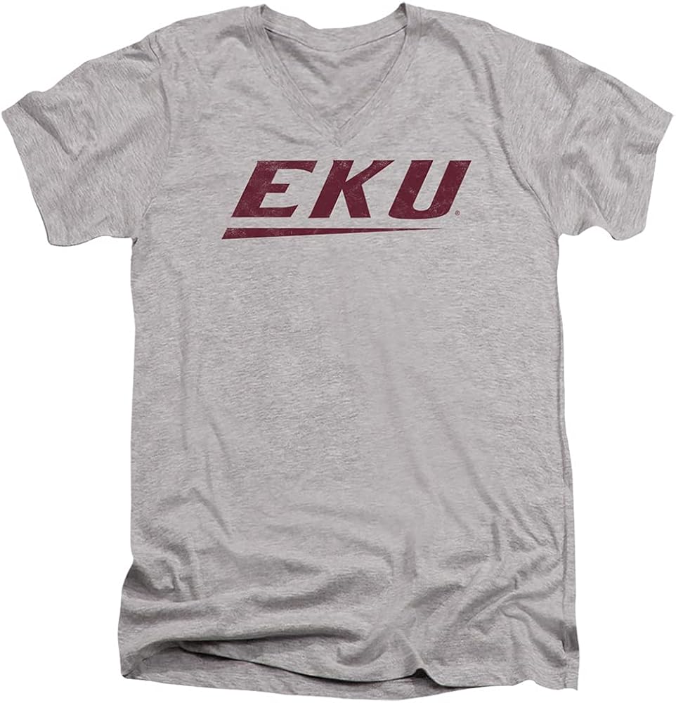 Eastern Kentucky University Official Distressed Primary Unisex Adult VNeck T Shirt