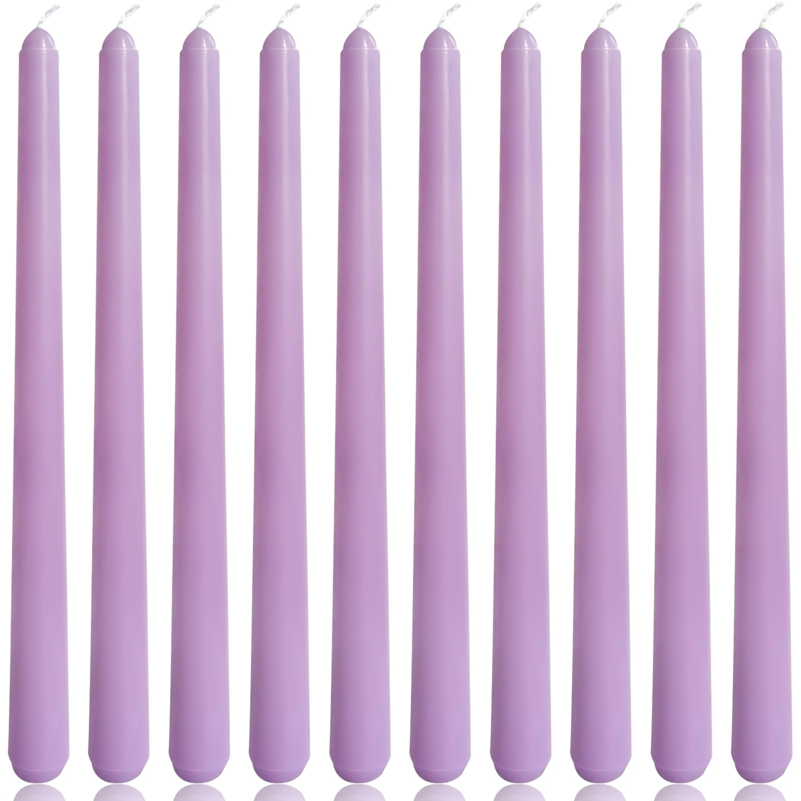 Photo 1 of 10 Inch Lavender Taper Candles, 10 Pack Unscented Candlesticks for Dinner Wedding Christmas Seasonal Celebration and Home Decoration