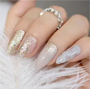 Uñas postizas francesas naturales Paquete de 24 Uñas artificiales de