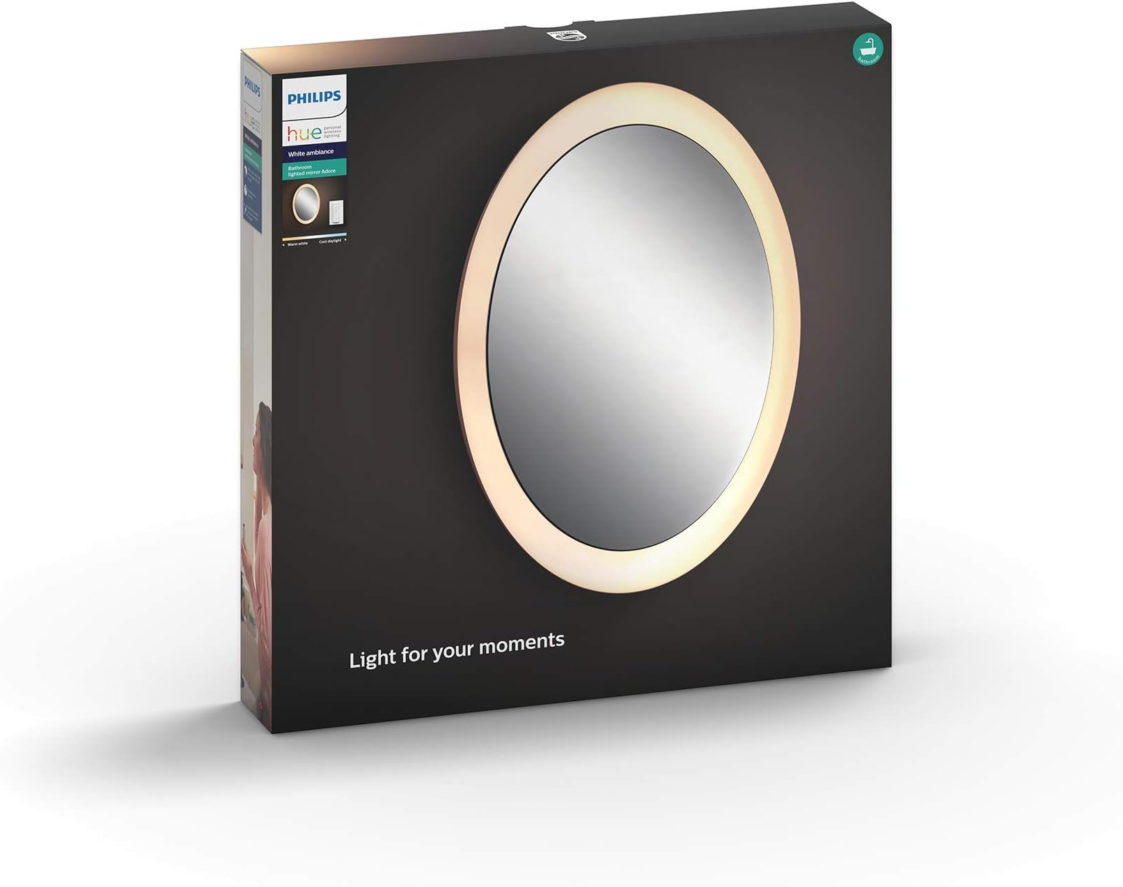 Philips Hue Adore White Ambiance Smart Bathroom Circular Wall Light with Dimmer Switch, White, Works with Alexa, Google Assistant and Apple HomeKit