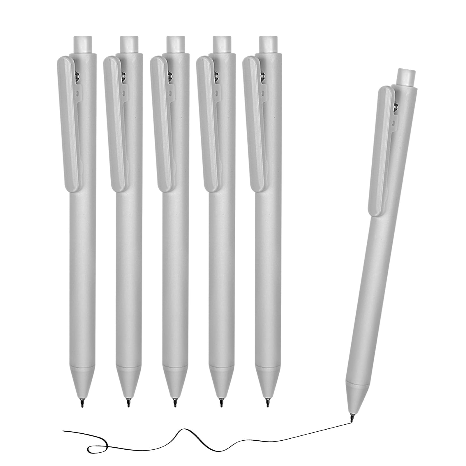 D dDraw 6 Pcs Retractable Gel Pen, 0.5mm Ballpoint Pen, Clip for Easy Carrying, Black Ink, Suitable for AdultsTo Take Notes, Business Pens, School & Office