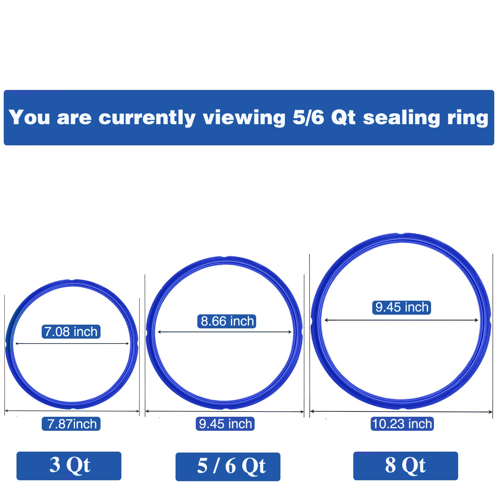 3 Pack Sealing Ring 6 Qt for Instant Pot Sealing Rings for 5/6 Qt Insta Pot, With 3 Float Valve Caps, Food-grade Silicone Instantpot 6Qt Sealing Ring, for Instant Pot 5&6 Qt, Red, Clear and Blue