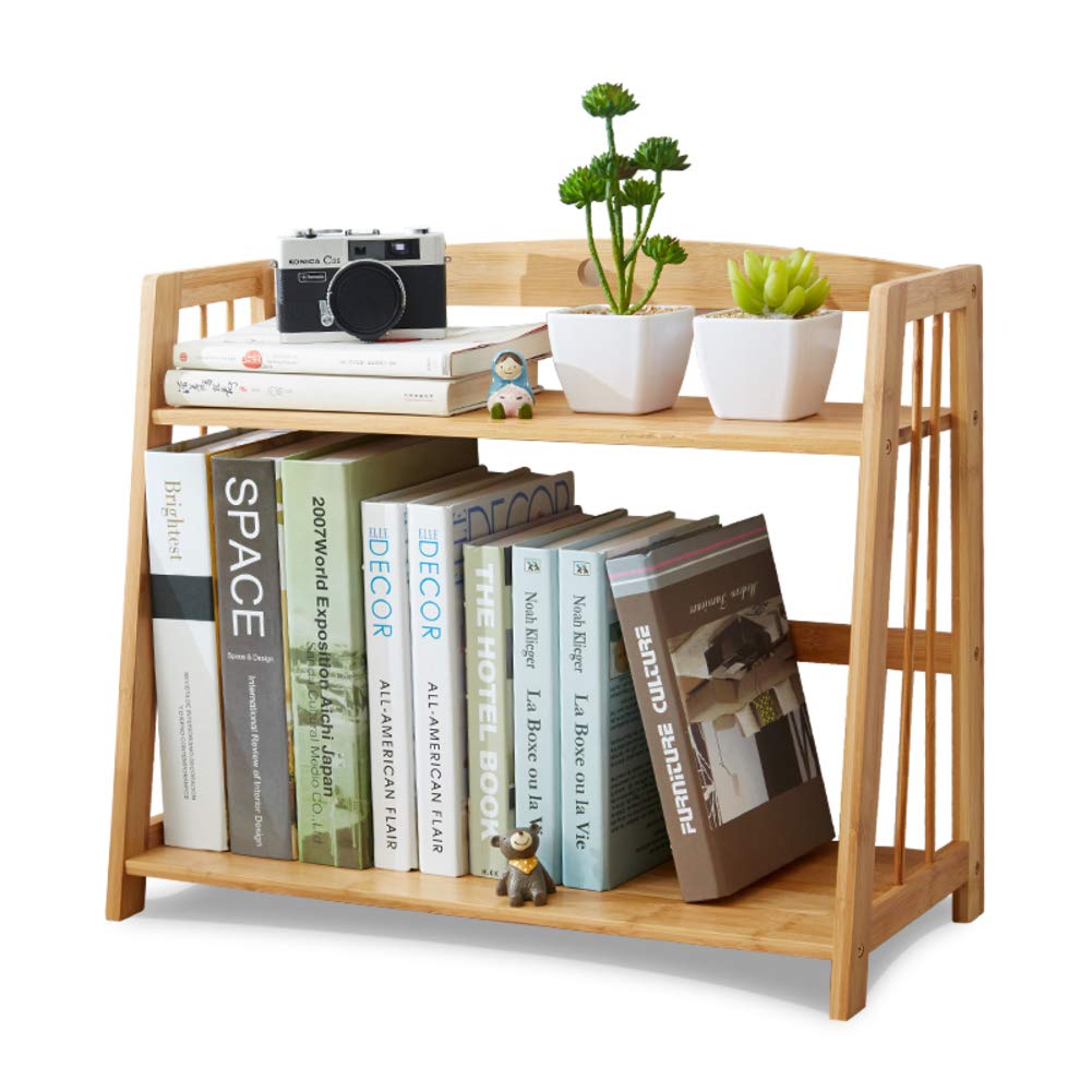 Dulplay Desk Multifunctional Bookshelf Bamboo Natural Thickened
