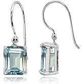 Sterling Silver Genuine, Created or Simulated Gemstone Octagon-Cut Solitaire Drop Dangle Earrings for Women