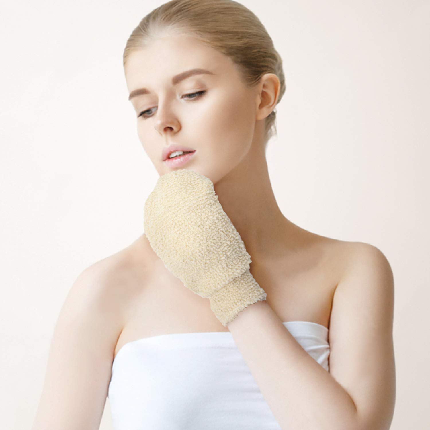 Dry Brushing Body Brush, 4 Pcs Detachable Natural Boar Bristle Body Brush Set with an Exfoliating Face Brush, a Shower Glove and a Massager Brush, Removes Dead Skin & Toxins